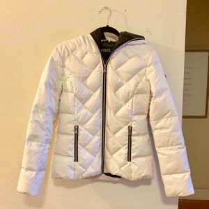 White Guess puff coat with hood